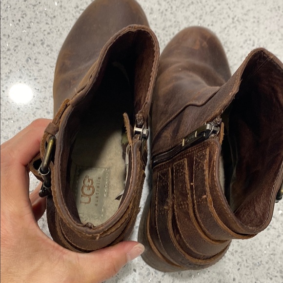 UGG Brown Ankle Boots with Buckle Straps and Low Heel - Picture 7 of 11